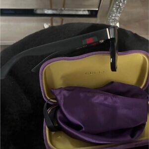 Gucci Black Sunglasses with Purple and Gold Case